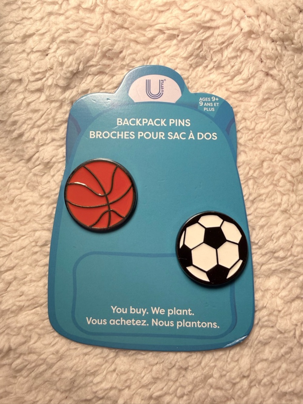 Sports Ball Backpack Pins - Red/Orange Basketball & Black/White Soccer - U Brand